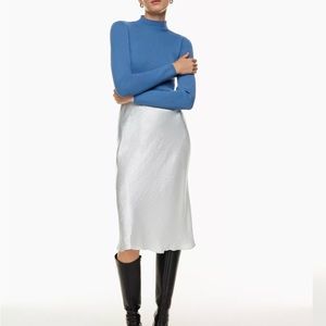 Babaton Slip Midi Skirt Silver Blue